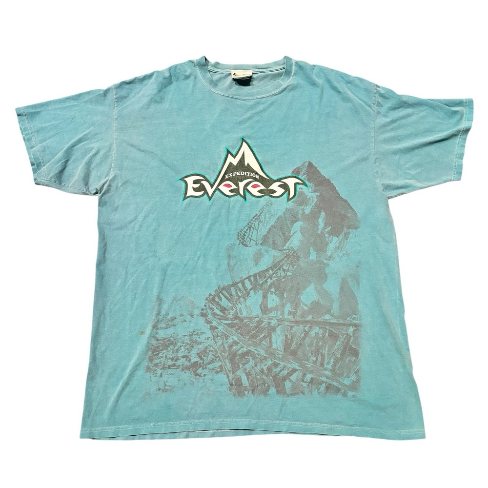 Vintage Disney Expedition Everest T Shirt XL Teal Animal Kingdom Graphic Tee